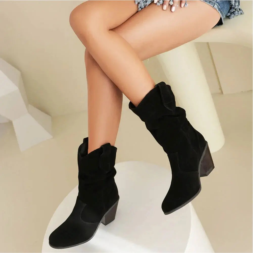 Women's Western Cowboy-Style Retro Fashion Boots - Chic Vintage-Inspired Western Footwear