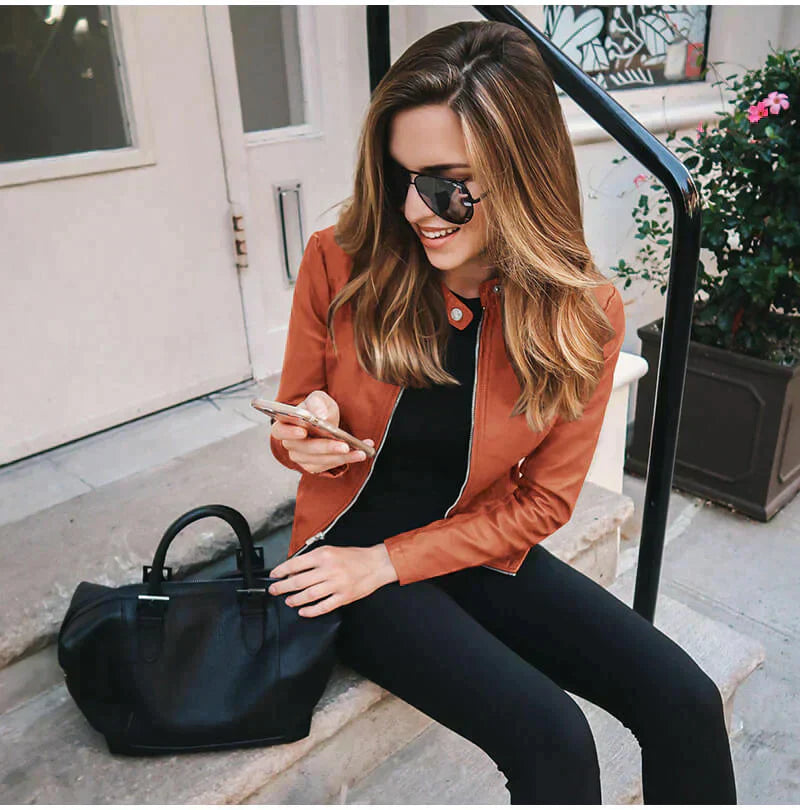 Sophia - Elegant Italian Leather Jacket