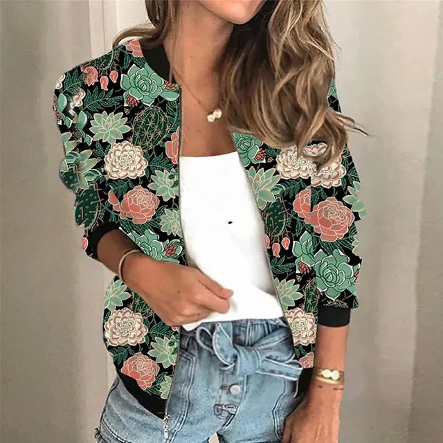 Women's Splash Print Bomber Jacket for a Fun and Trendy Style