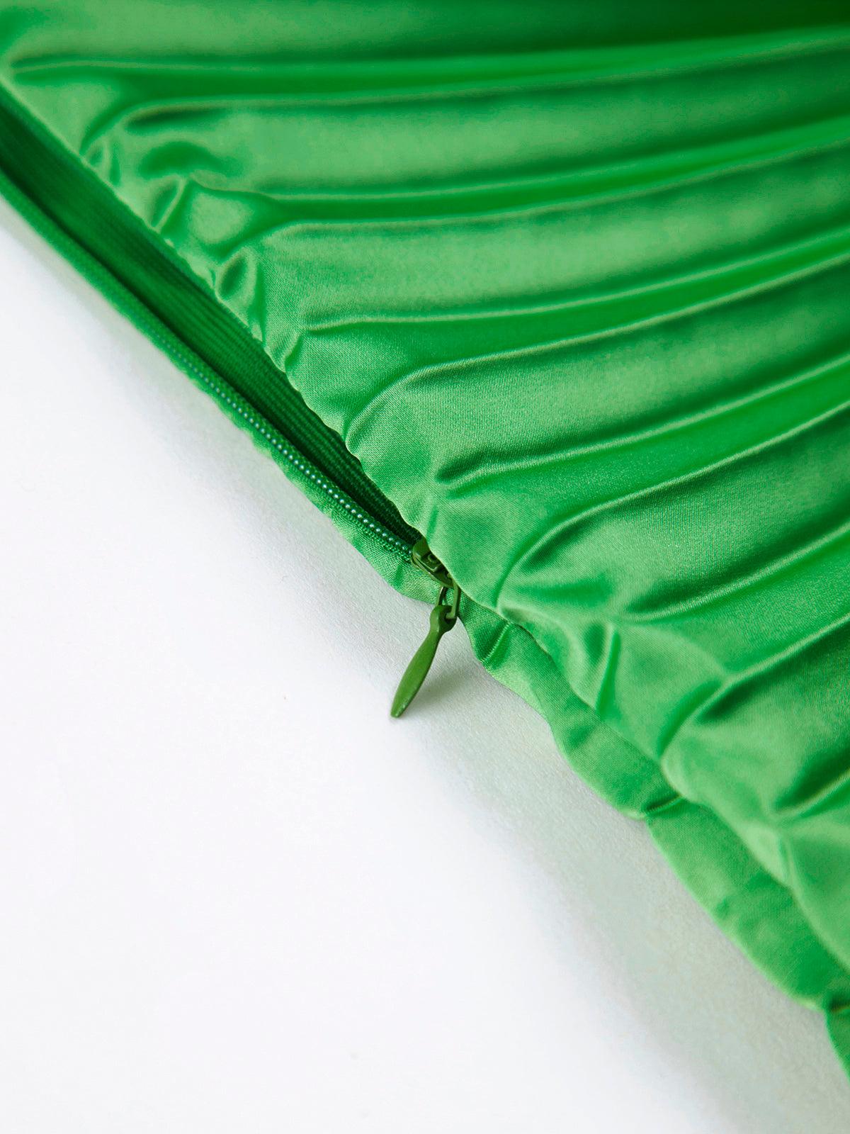 Elegant Bold Satin Pleated Dress with Stylish Cutouts