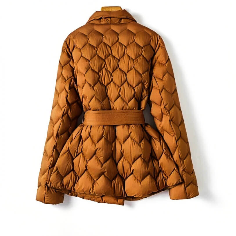 Isabela Quilted and Feathered Coat for a Stylish and Warm Look