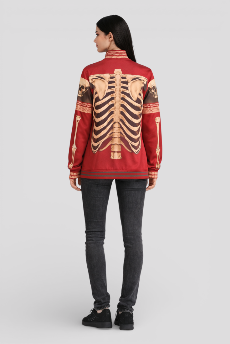 Vintage Halloween Cardigan with Anatomy Pattern – Quirky and Warm Look