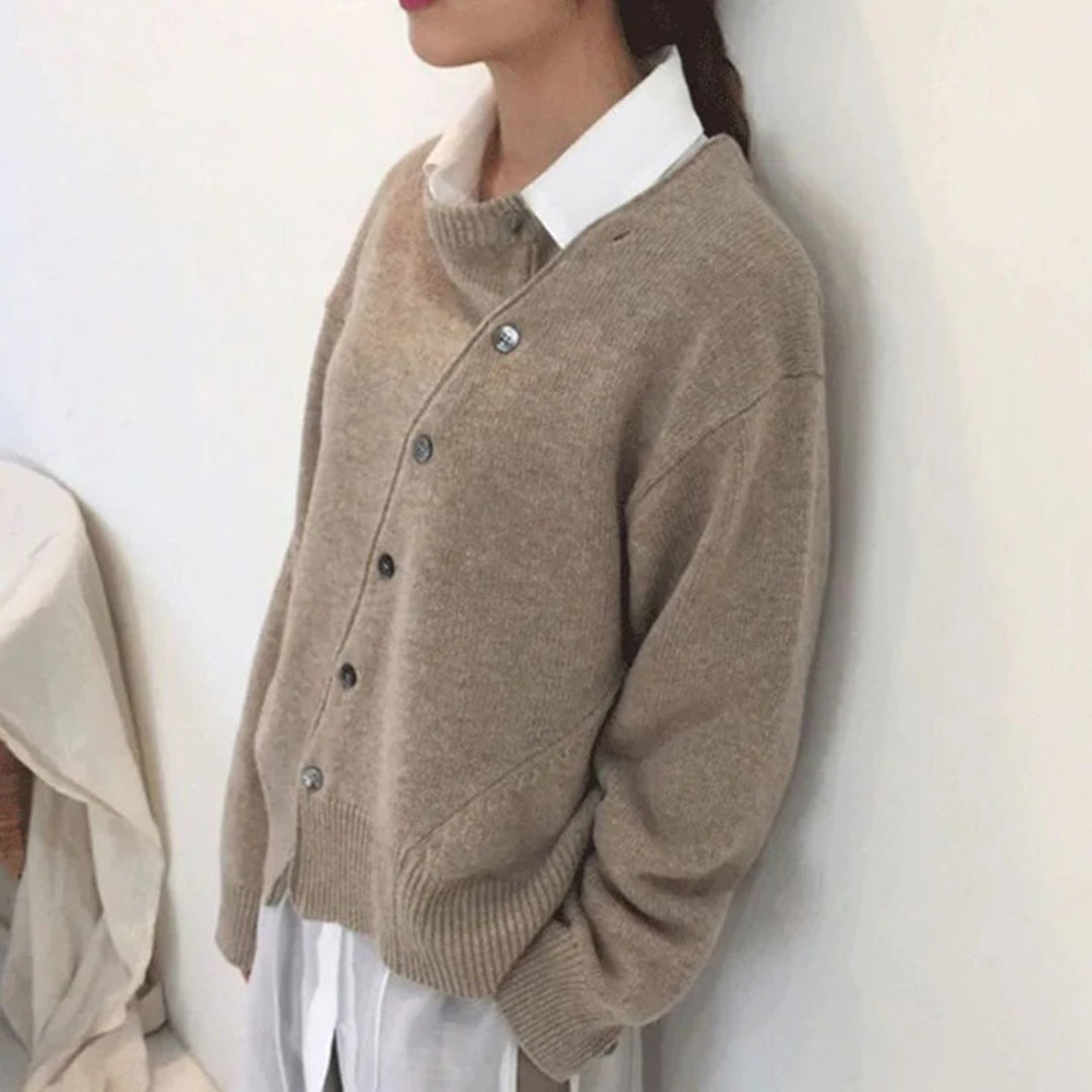 Isabella Women's Winter Cooler Asymmetric Button Cardigan for Cozy Days