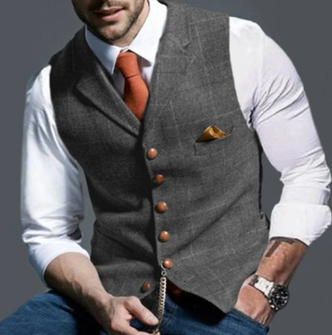 Damiel | Sophisticated Button-Front Waistcoat for a Stylish Look