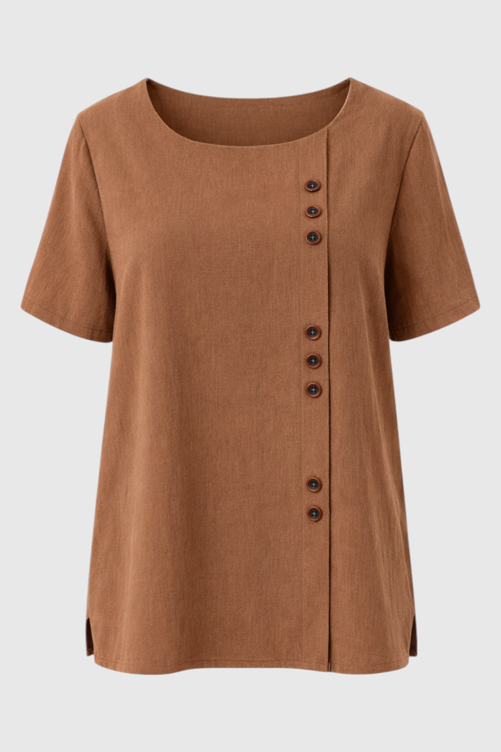 Elegant Women's Linen Blouse with Button-Front Closure