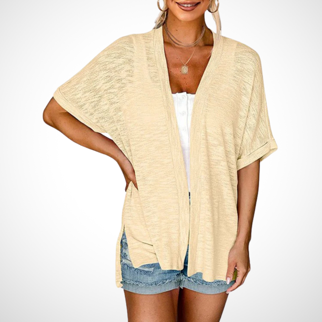 Effortlessly Chic Flowy Short-Sleeve Cardigan