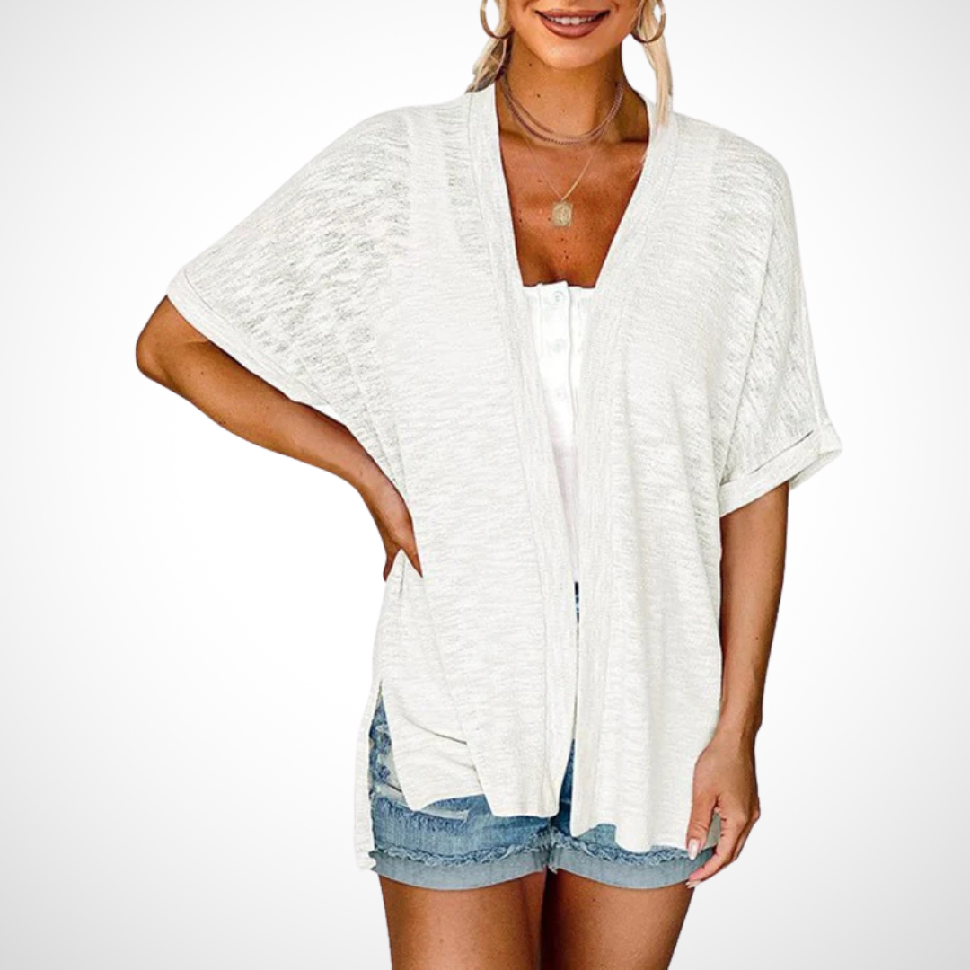 Effortlessly Chic Flowy Short-Sleeve Cardigan