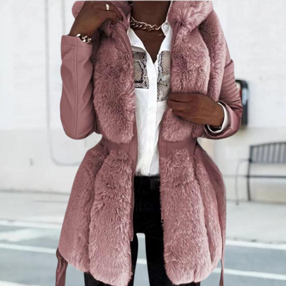 Women's Elegant Luxe Winter Coat with Cozy Hood