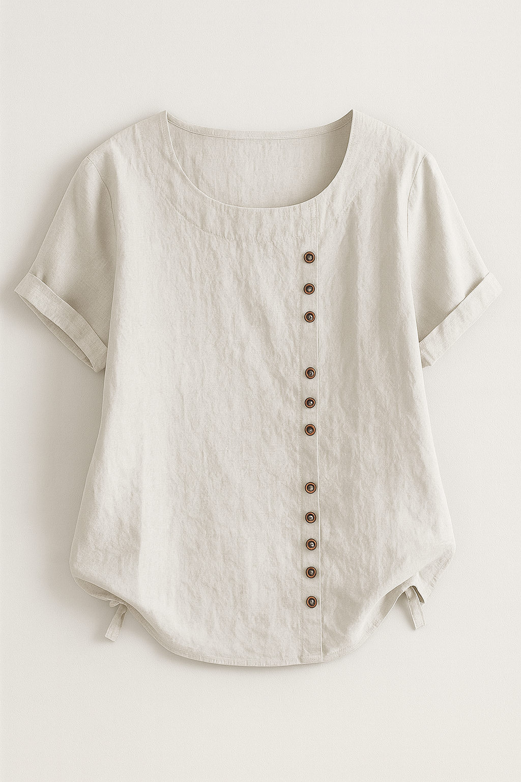 Ladies' Linen Button-Front Blouse - Lightweight, Breathable and Elegant