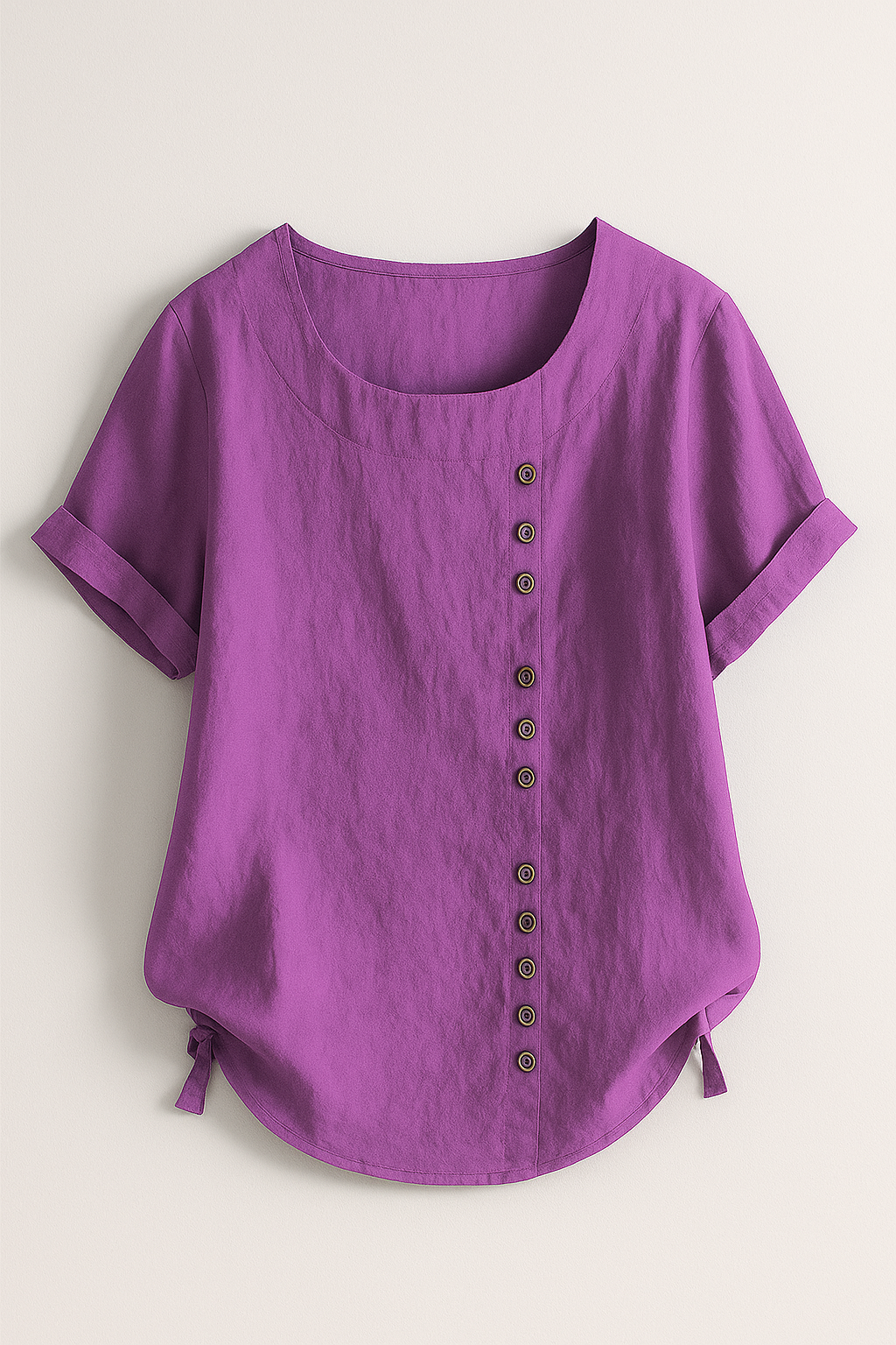 Ladies' Linen Button-Front Blouse - Lightweight, Breathable and Elegant