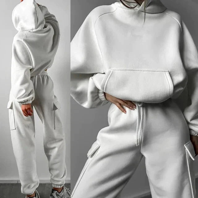 Jasmine Women's Set: Comfortable Cargo Pocket Hoodie & Jogger Pants for Stylish Comfort