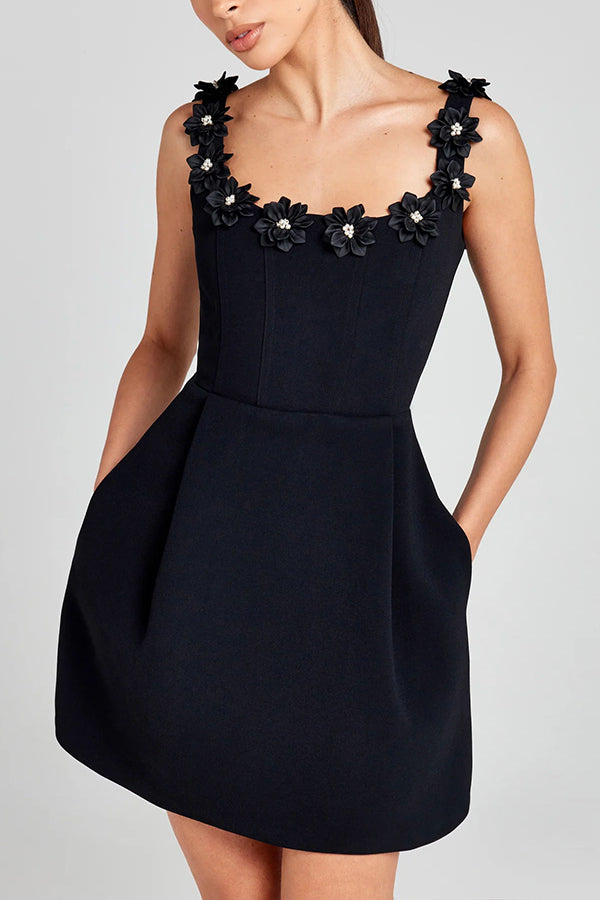 Cindy | Feminine Mini Dress with Floral Applications 9