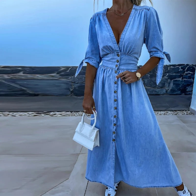 Clarina | Dress with Deep V-Neck and Slit 4