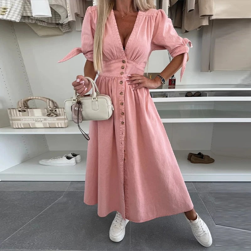 Clarina | Dress with Deep V-Neck and Slit 8