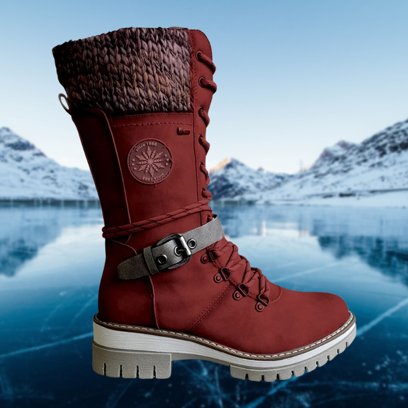 Women's Lace-Up Winter Boots with Cozy Knit Cuff