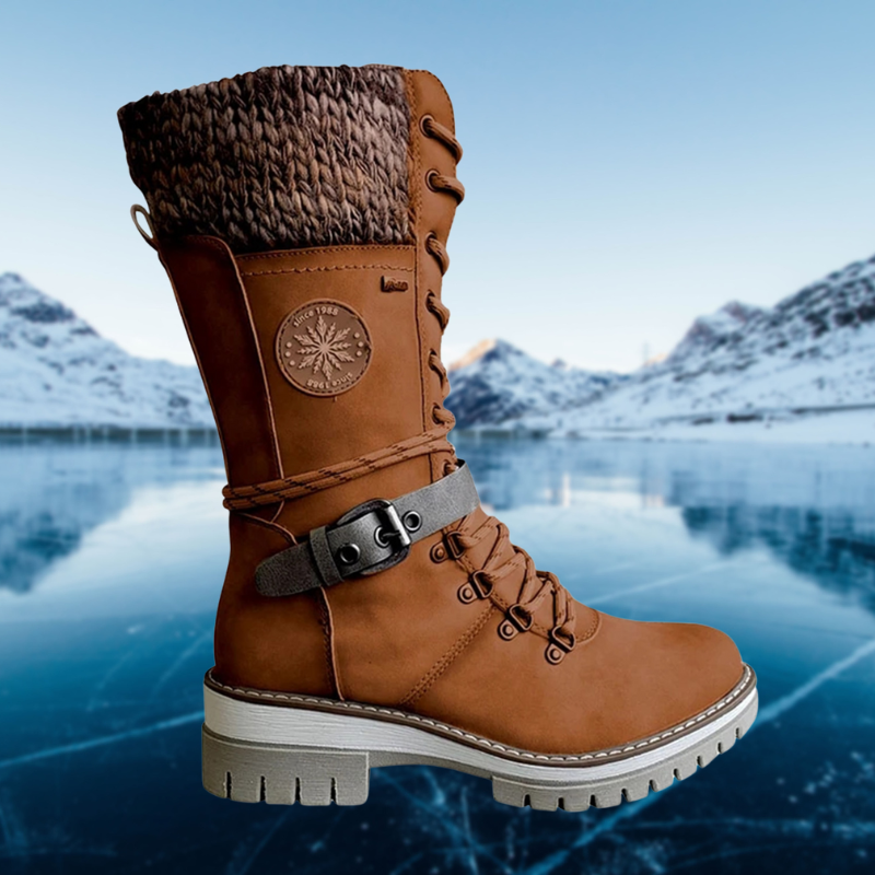 Women's Lace-Up Winter Boots with Cozy Knit Cuff