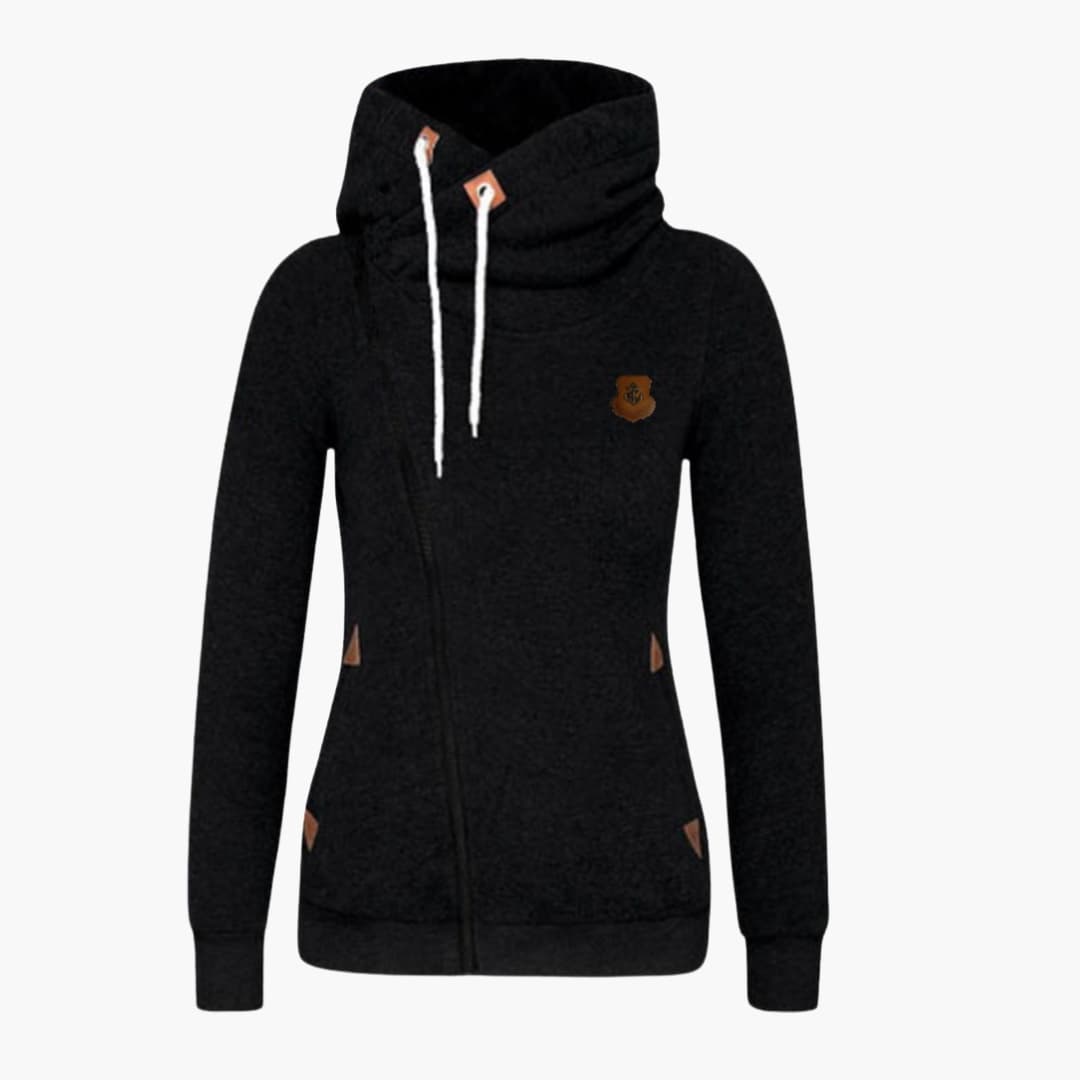 Stylish women's hooded jacket with a zipper and a drawstring hood — comfortable and versatile