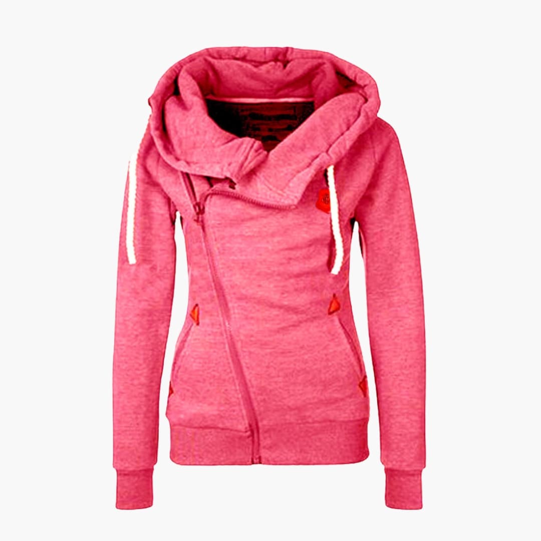 Stylish women's hooded jacket with a zipper and a drawstring hood — comfortable and versatile