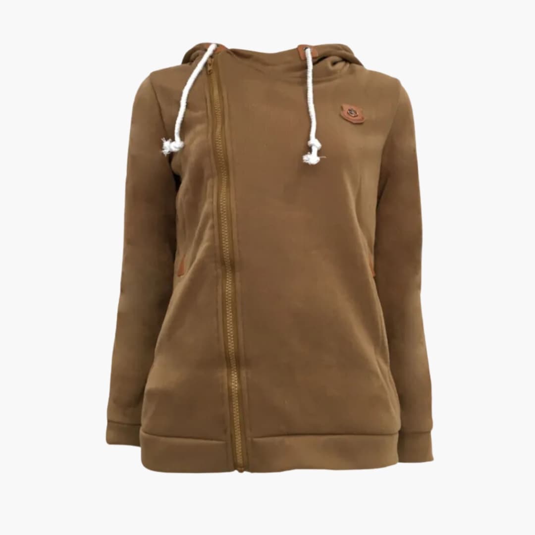 Stylish women's hooded jacket with a zipper and a drawstring hood — comfortable and versatile