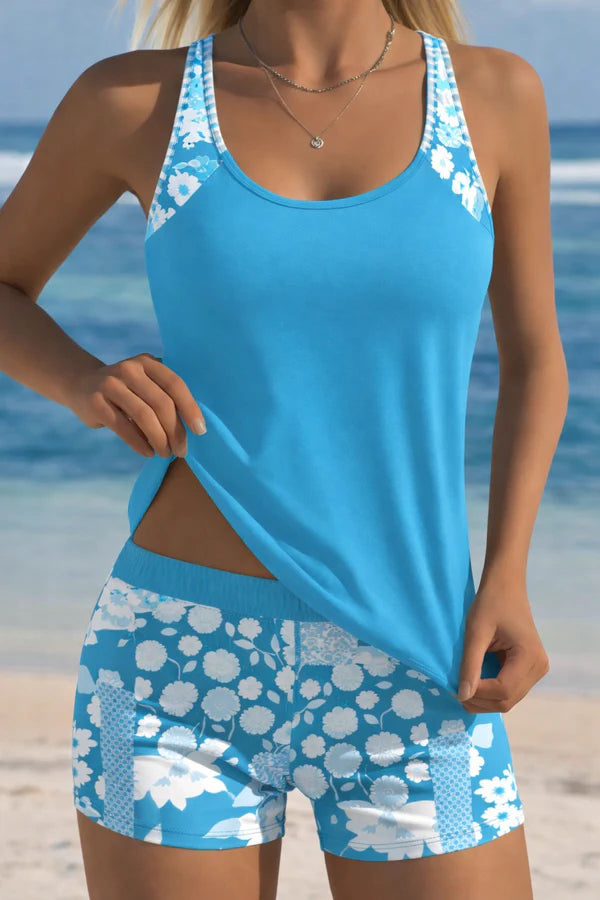 Daniella Tropical Plants Print Tankini Set - Vibrant Botanical Swimwear for the Beach