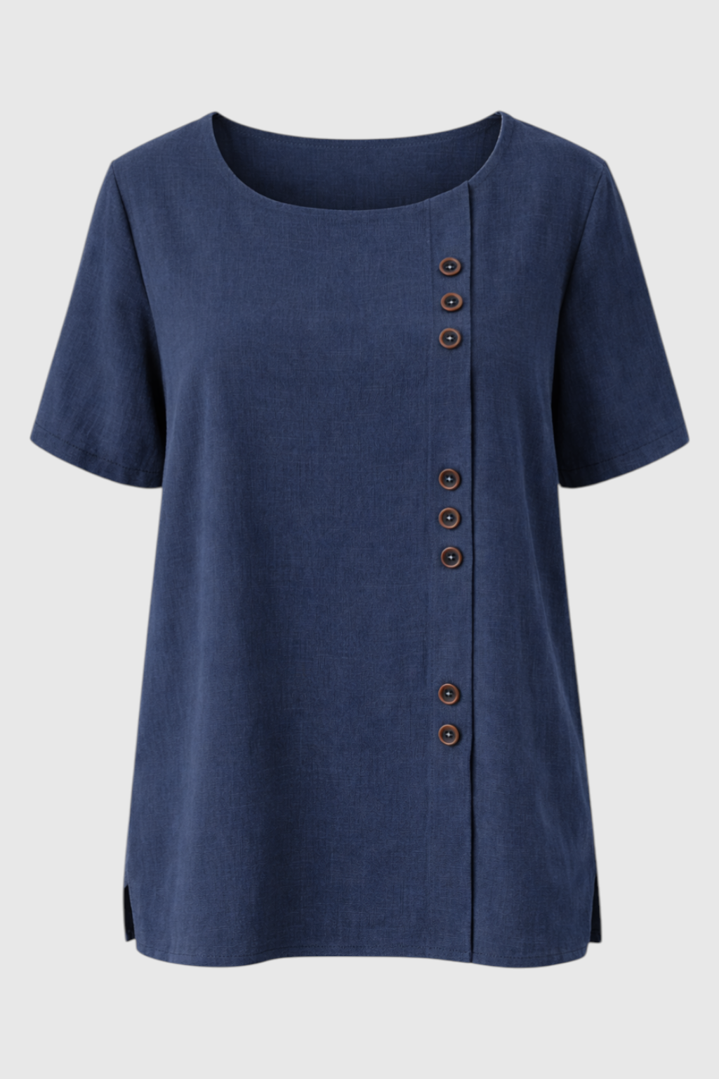 Elegant Women's Linen Blouse with Button-Front Closure