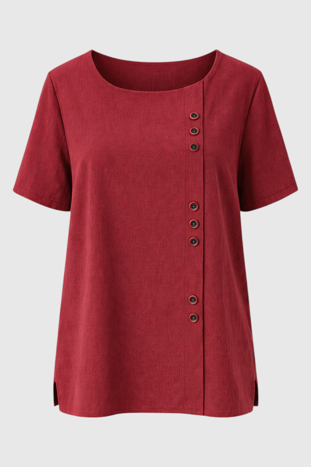 Elegant Women's Linen Blouse with Button-Front Closure
