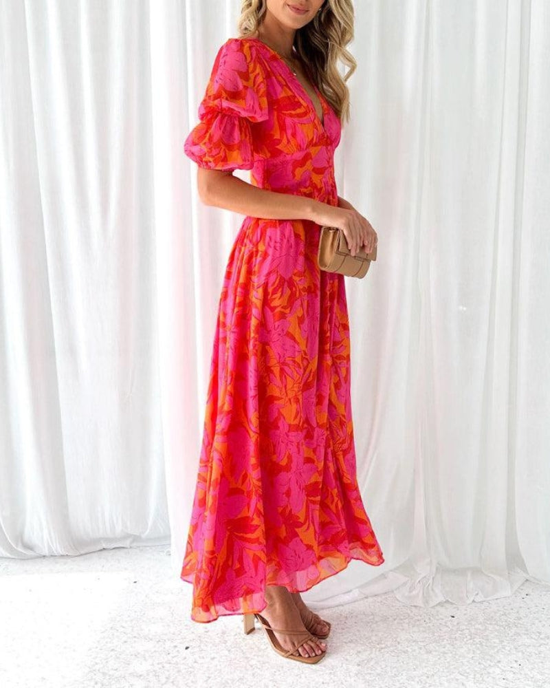 Derana™ - Red-Pink Maxi Dress 1