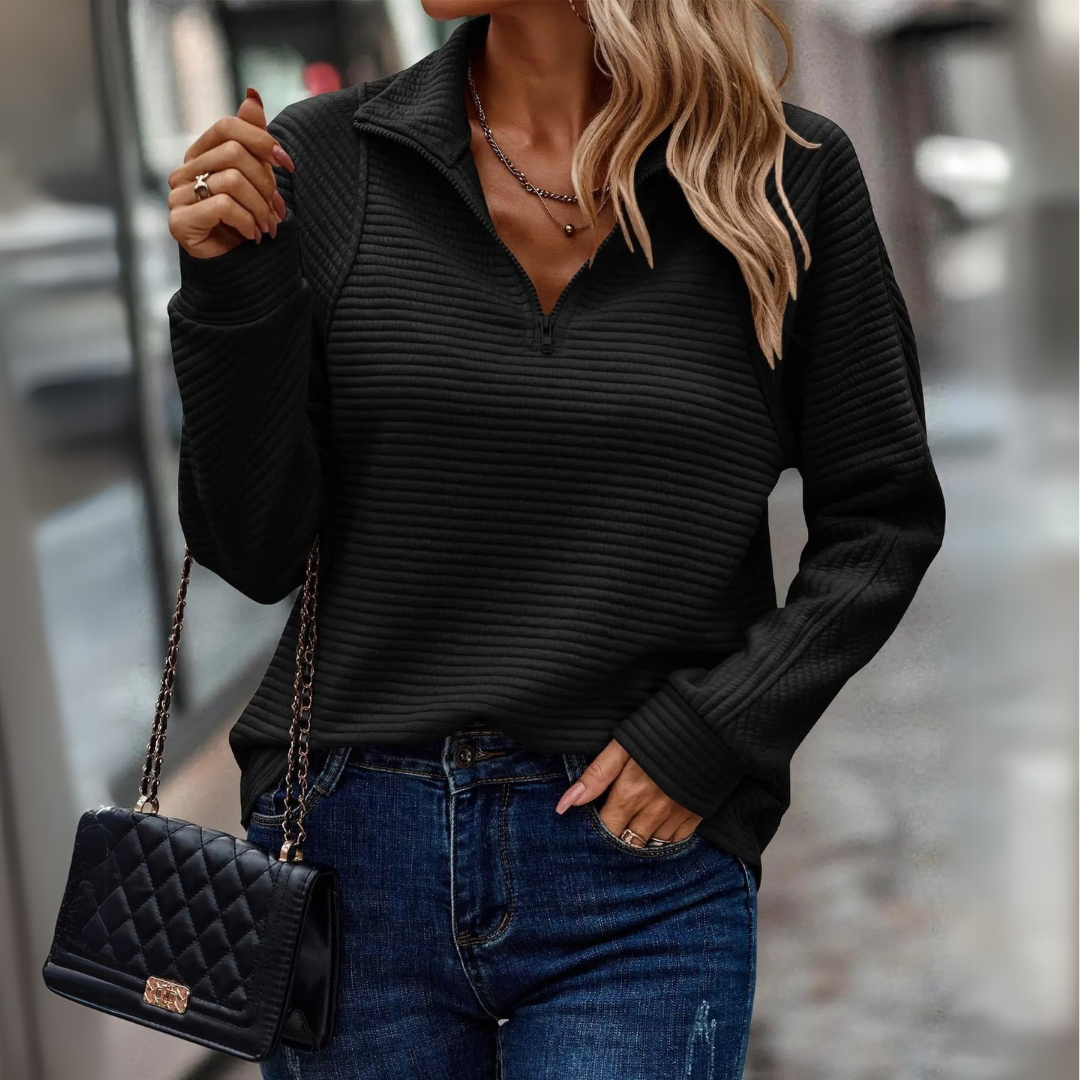 Suzanne - Half-Zip Sweater with Elegant Details