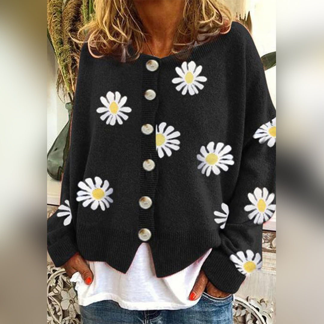 Margaret Damen Floral Pattern Button Cardigan for Relaxed Fit in Winter