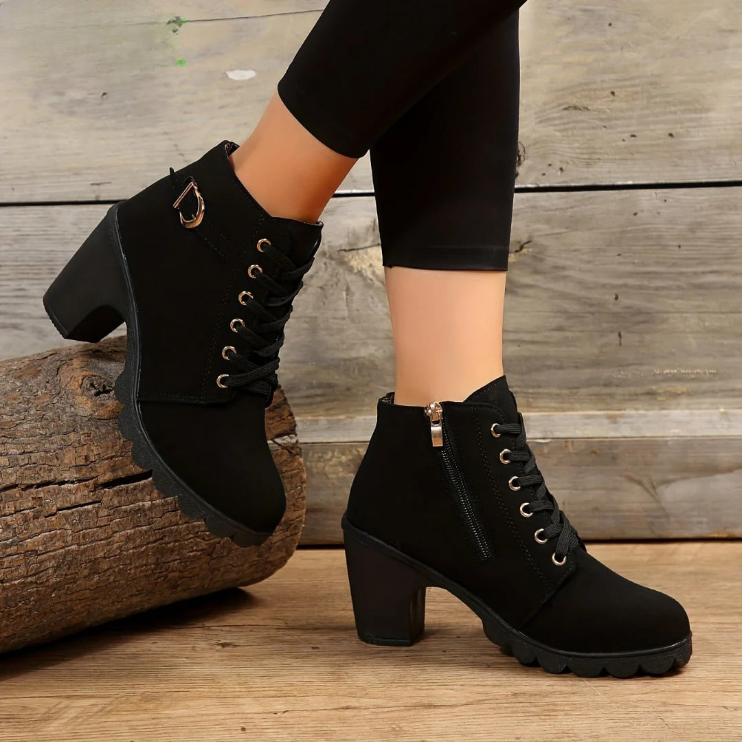 Yael - Elegant Leather Lace-up Booties