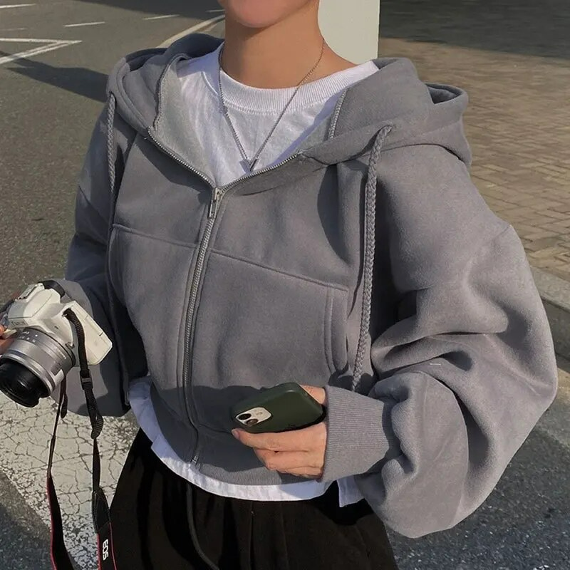 Women's Cropped Hoodie Zip Top