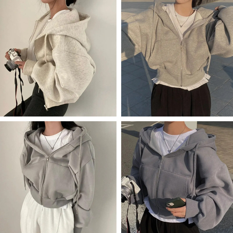 Women's Cropped Hoodie Zip Top