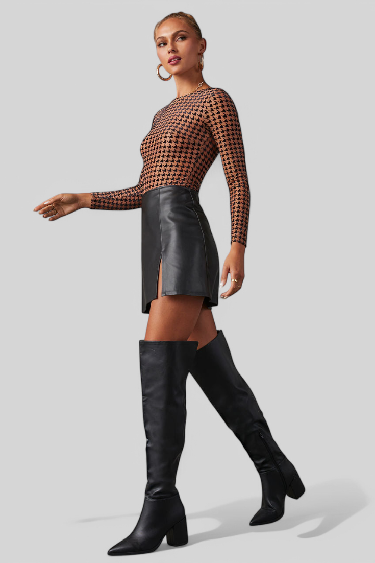 Elegant Bella Black Over-the-Knee Block Heel Boots for a Stylish Look