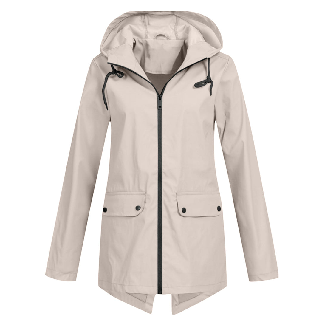Long Hooded Waterproof Jacket for Women, Ideal for Winter