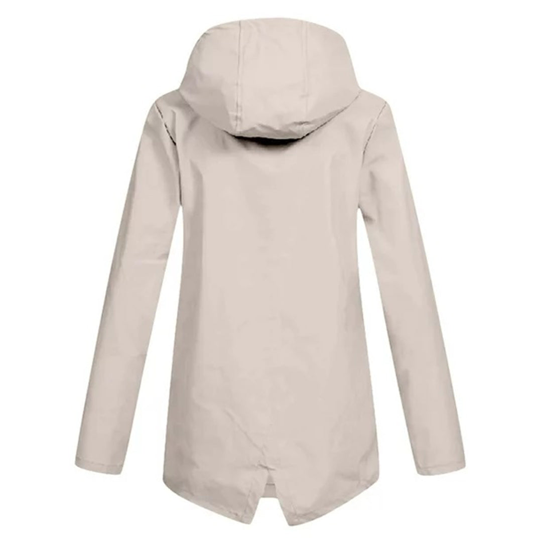 Long Hooded Waterproof Jacket for Women, Ideal for Winter