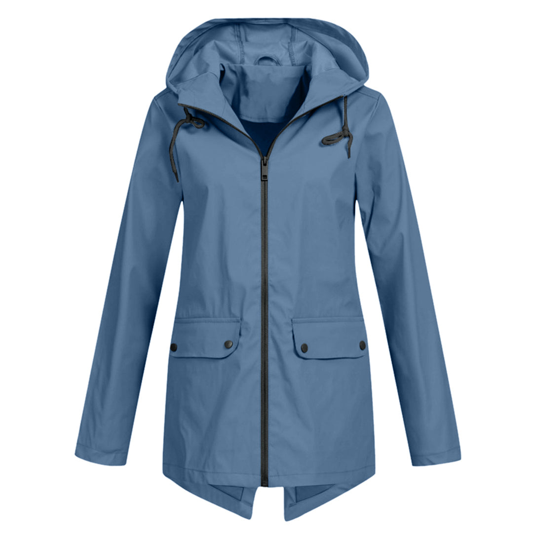 Long Hooded Waterproof Jacket for Women, Ideal for Winter