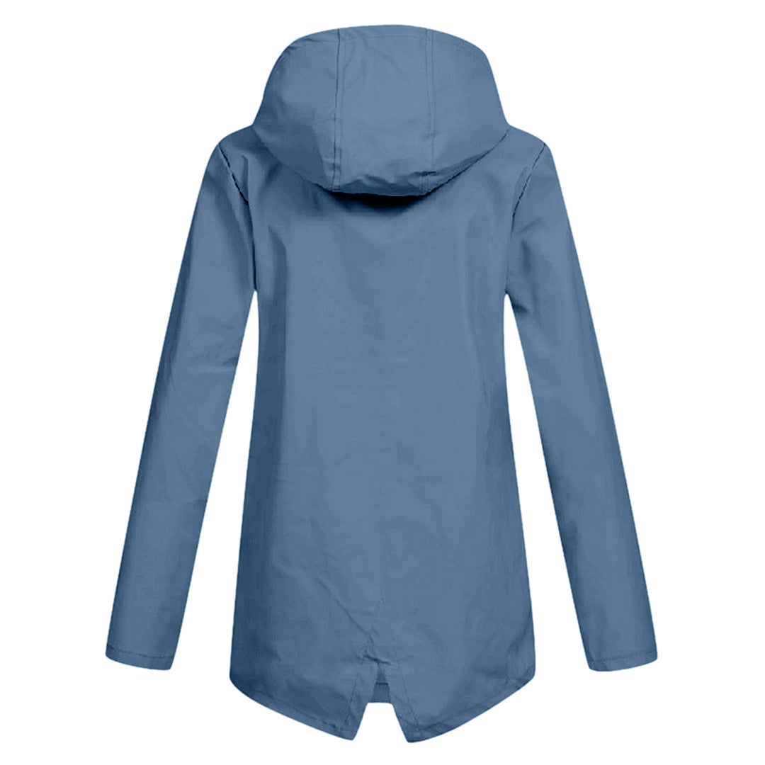 Long Hooded Waterproof Jacket for Women, Ideal for Winter