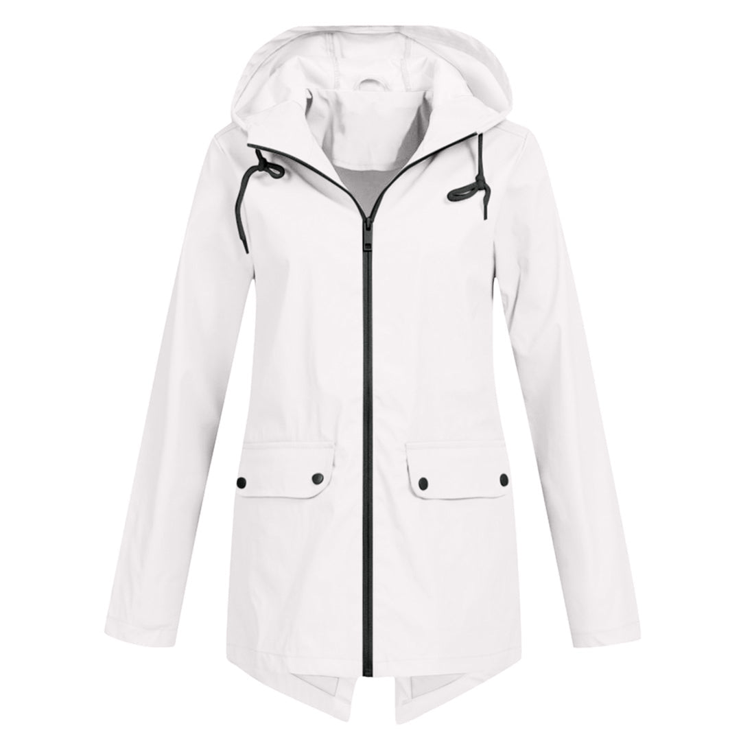 Long Hooded Waterproof Jacket for Women, Ideal for Winter