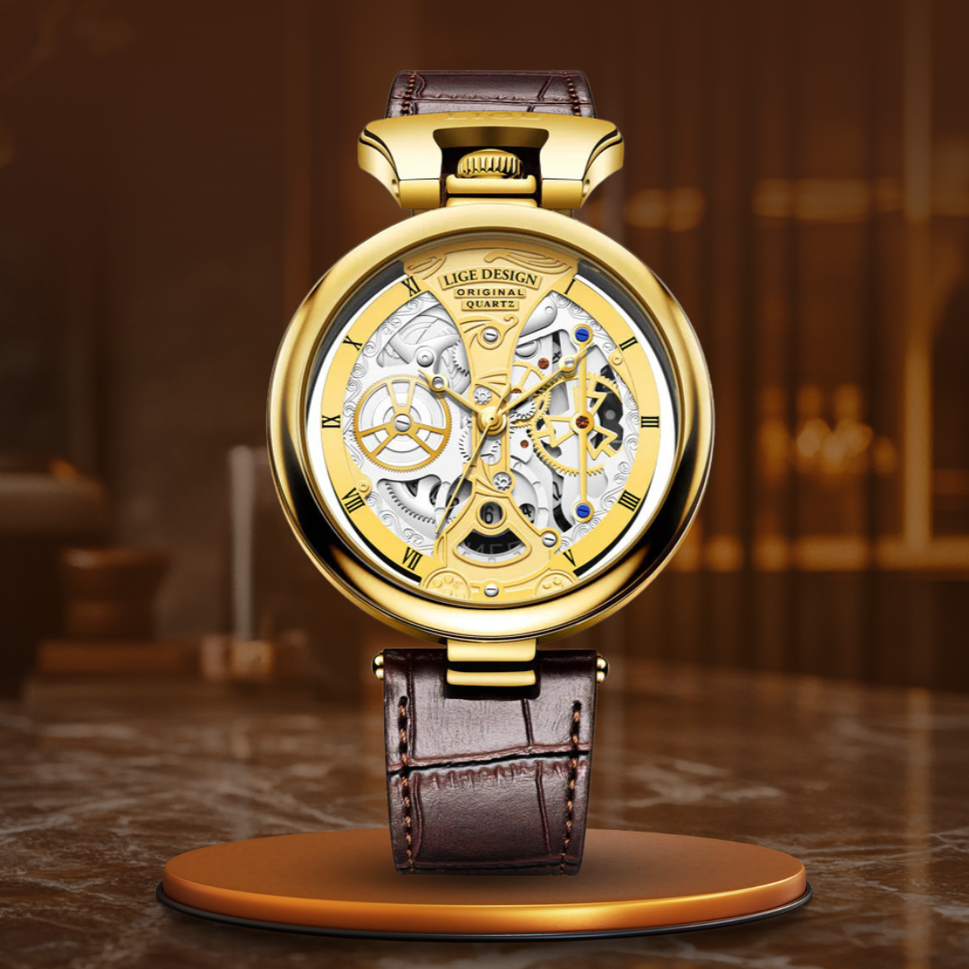 Elegant hollow-design business watch for a sophisticated style
