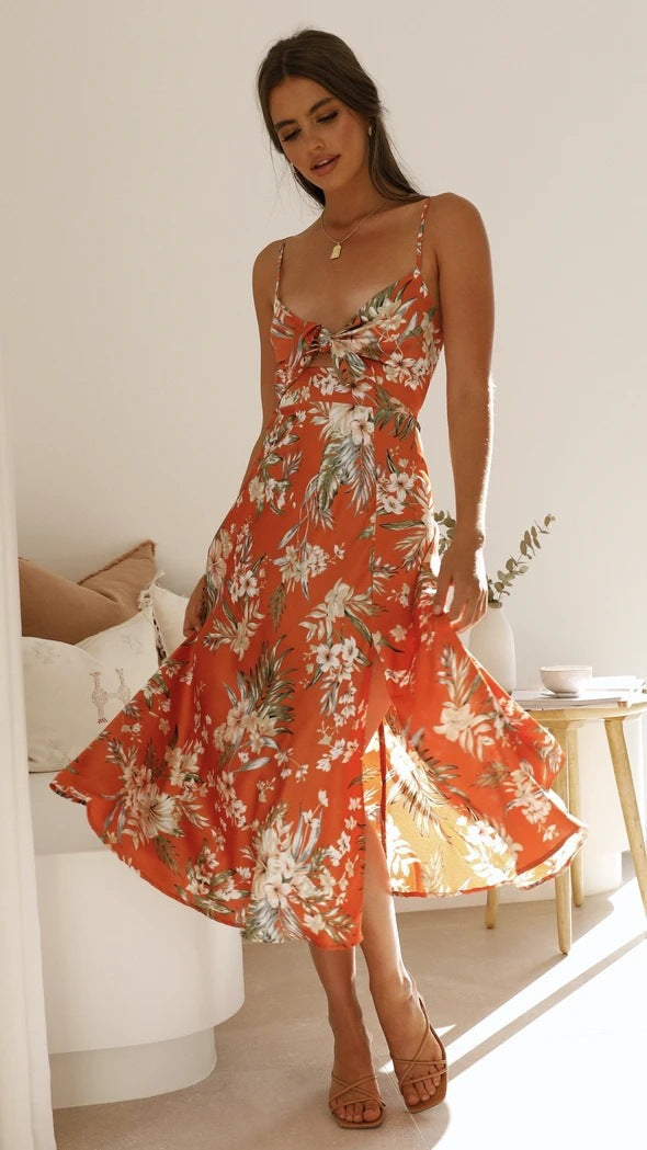 Romantic Floral Midi Dress with Delicate Print