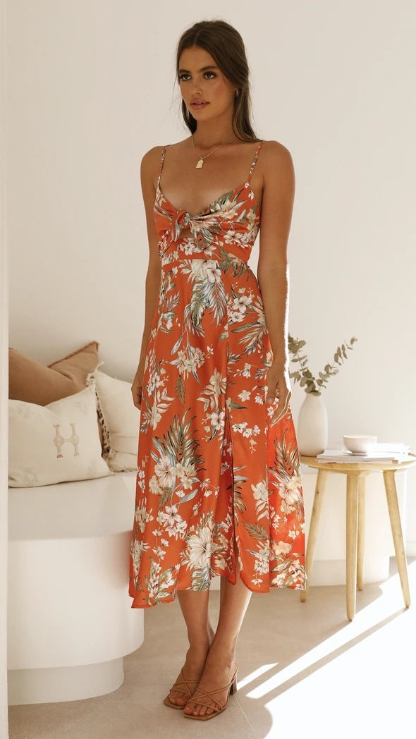 Romantic Floral Midi Dress with Delicate Print