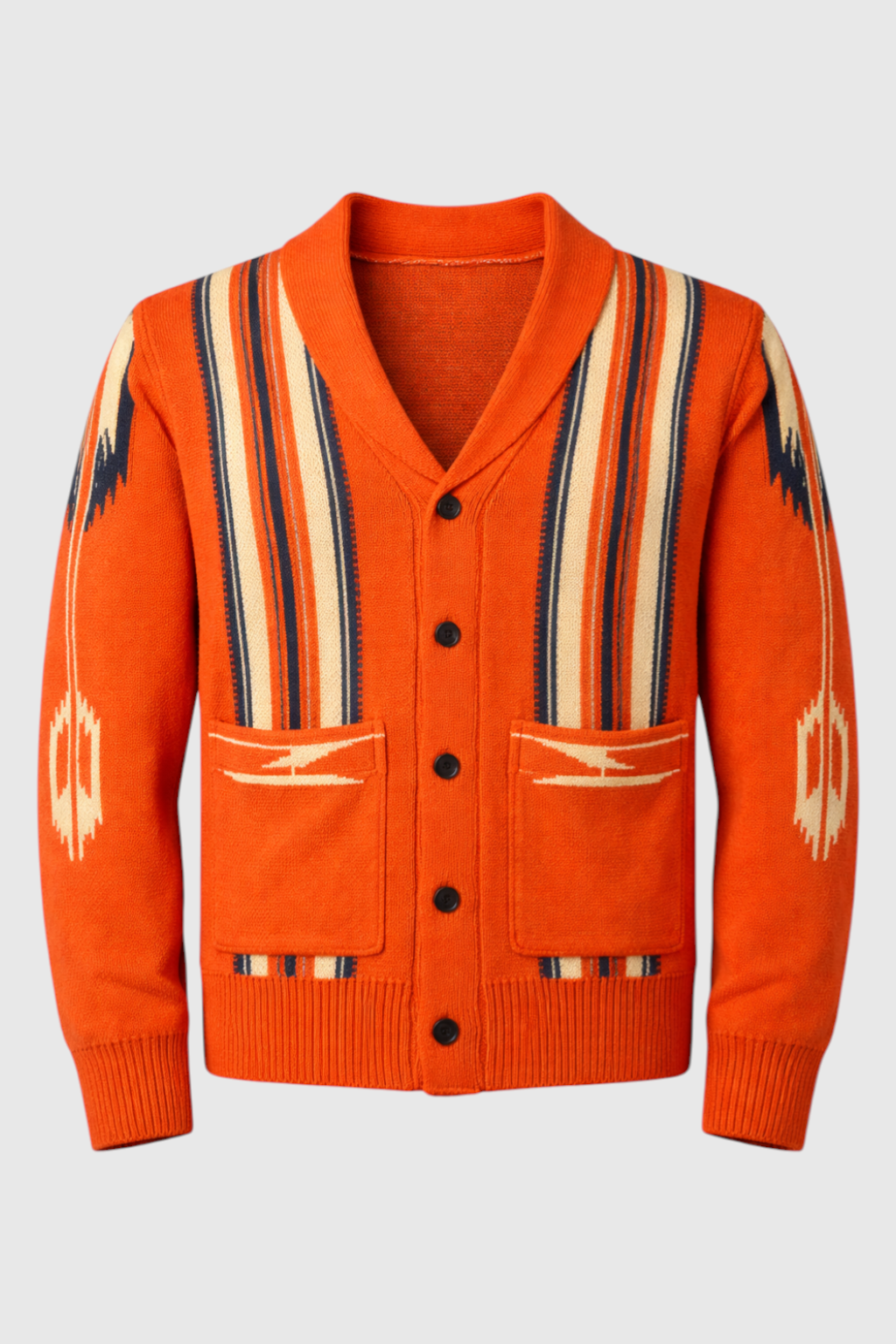 men Gebreide Adrian Vintage Jacquard Lapel Knit Cardigan Timeless Style, Cozy Comfort Vintage | Amorci