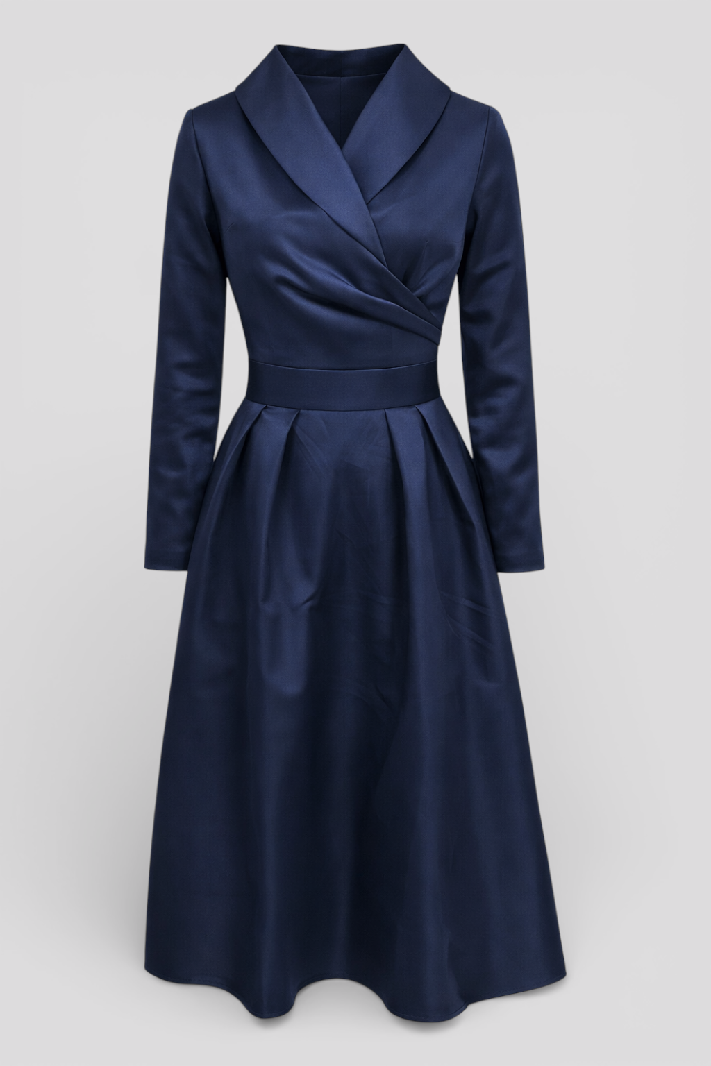 Elegant navy blue long dress with V-neck