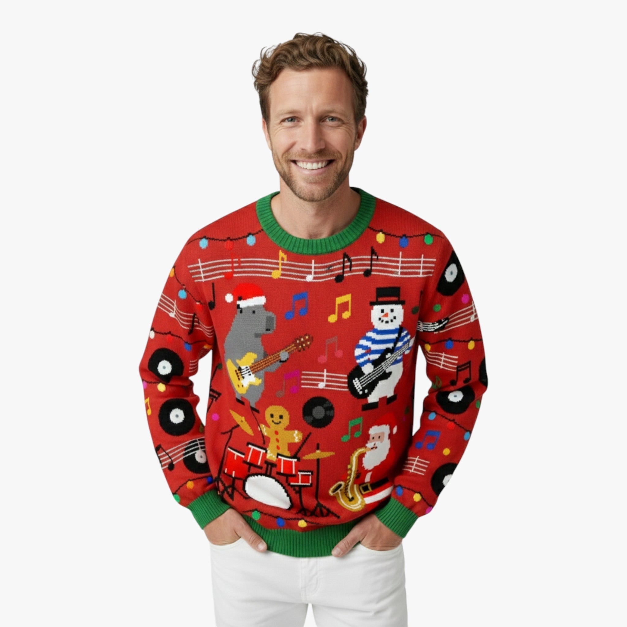 Exclusive Men's Christmas Sweater with Cute Animal Pattern - Perfect for the Holiday Season