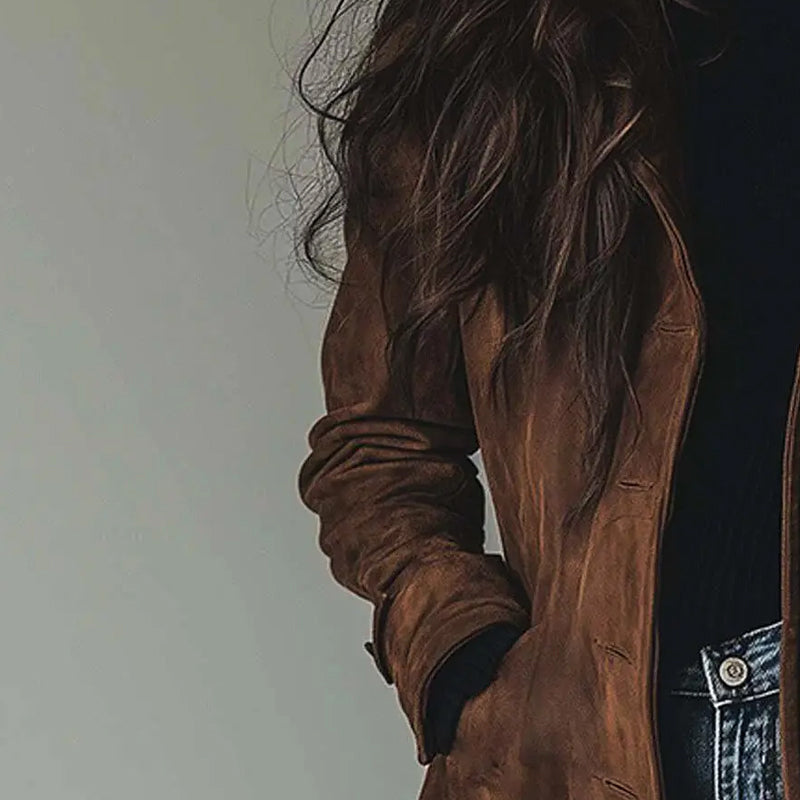 Stasia - Elegant Vintage Leather Trench Coat