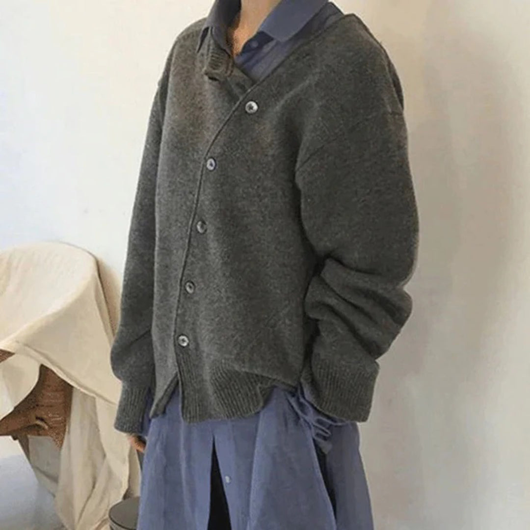 Isabella Women's Winter Cooler Asymmetric Button Cardigan for Cozy Days