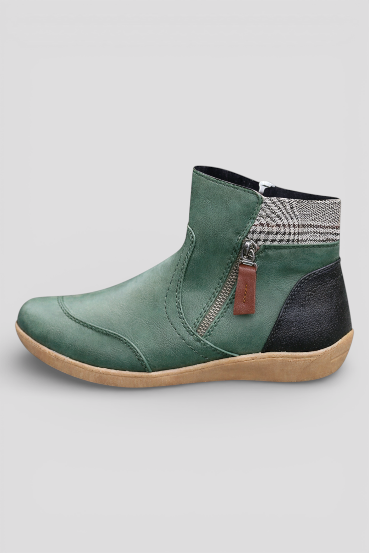 Comfortable Mid-Ankle Zip Boots – Flat Sole – Everyday Style