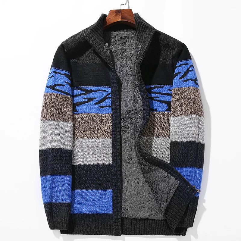Colorful Block Pattern Wool Cardigan