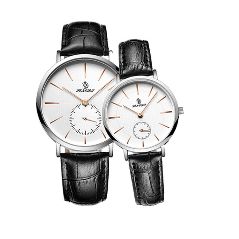 Minimalist Design Leather and Quartz Couple Watch
