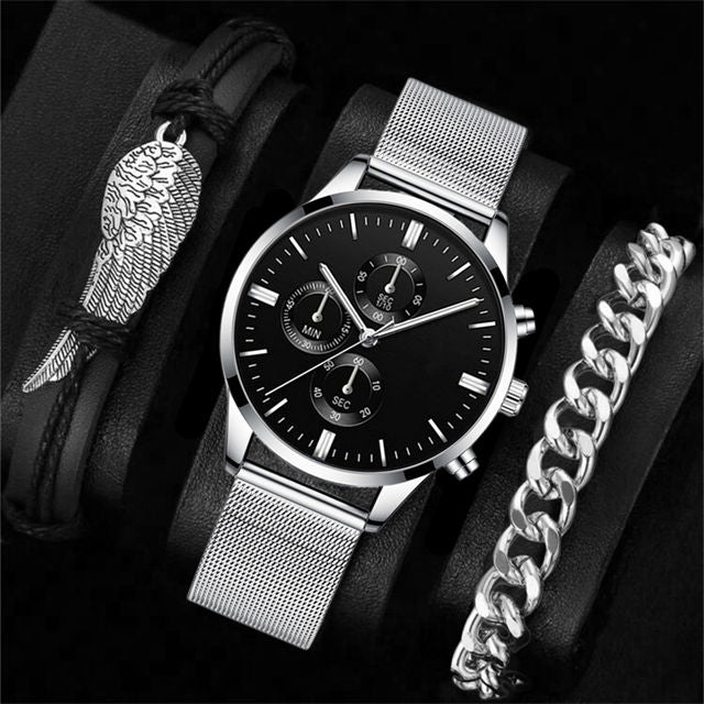 Heritage Chronograph Watch Set and Elegant Bracelet